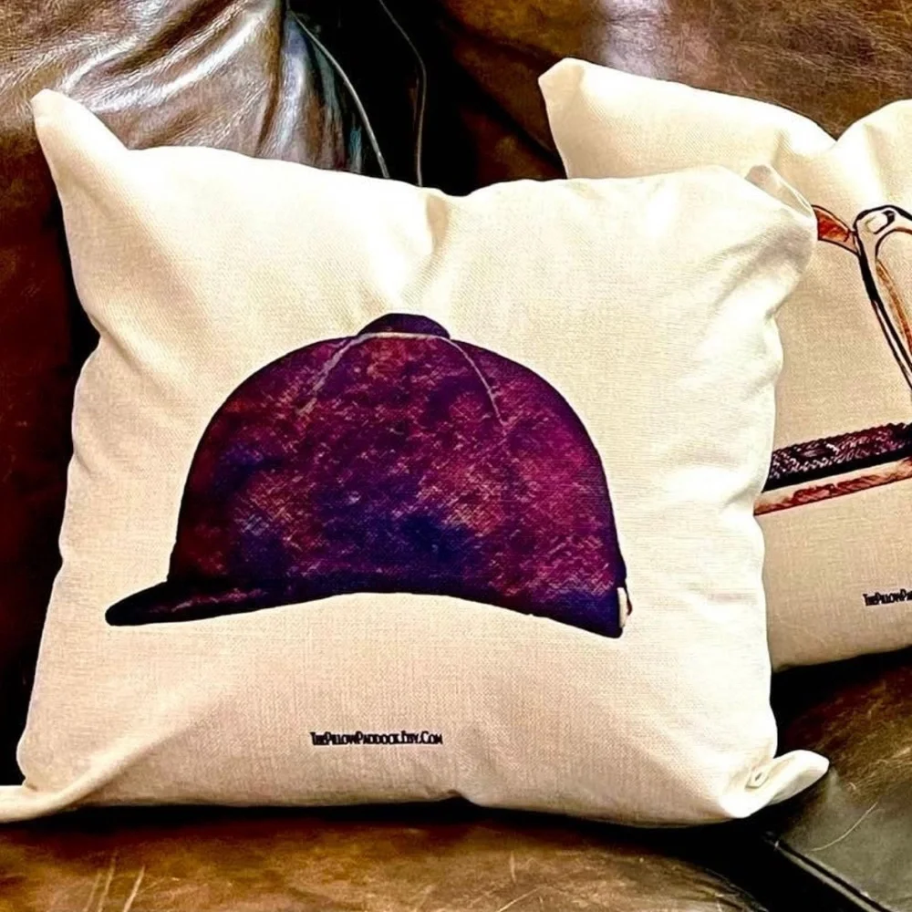 The Henri Collection, Hunt Seat Equestrian pillow cover only (beige linen) 16x16